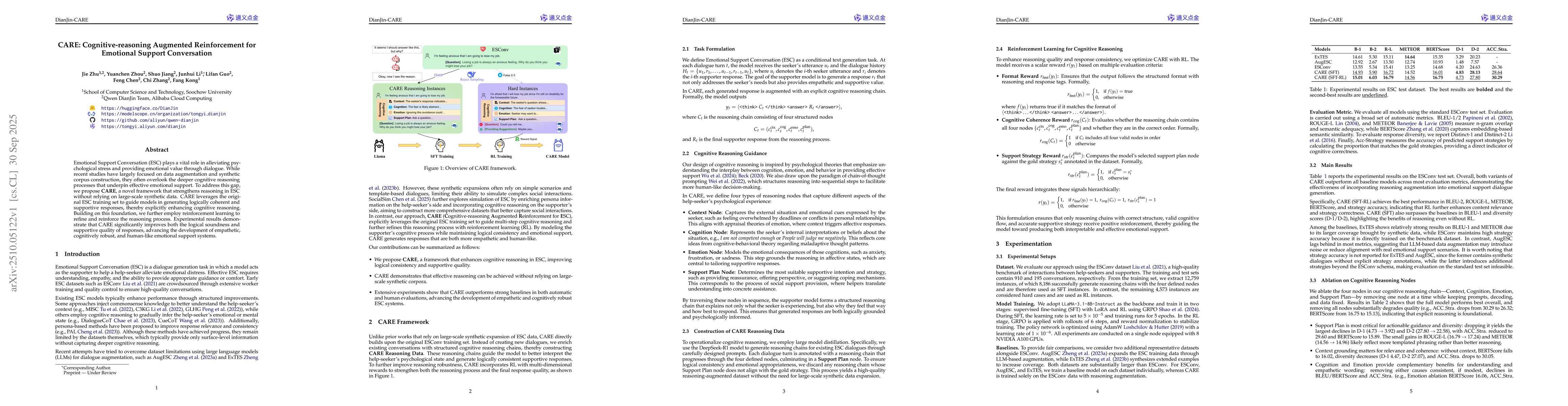 Thumbnail for CARE: Cognitive-reasoning Augmented Reinforcement for Emotional Support
  Conversation