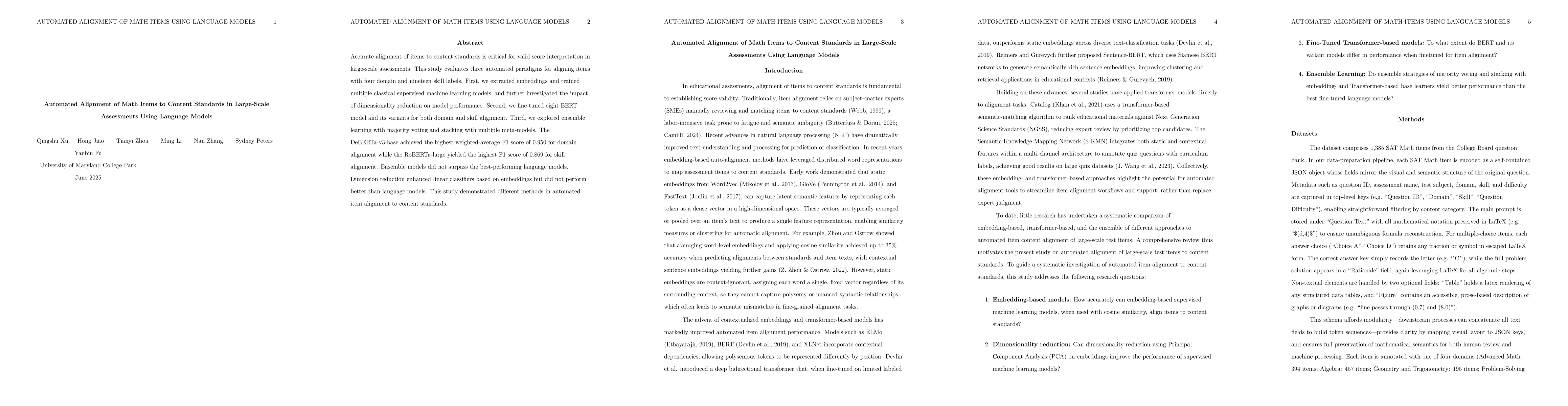 Thumbnail for Automated Alignment of Math Items to Content Standards in Large-Scale
  Assessments Using Language Models