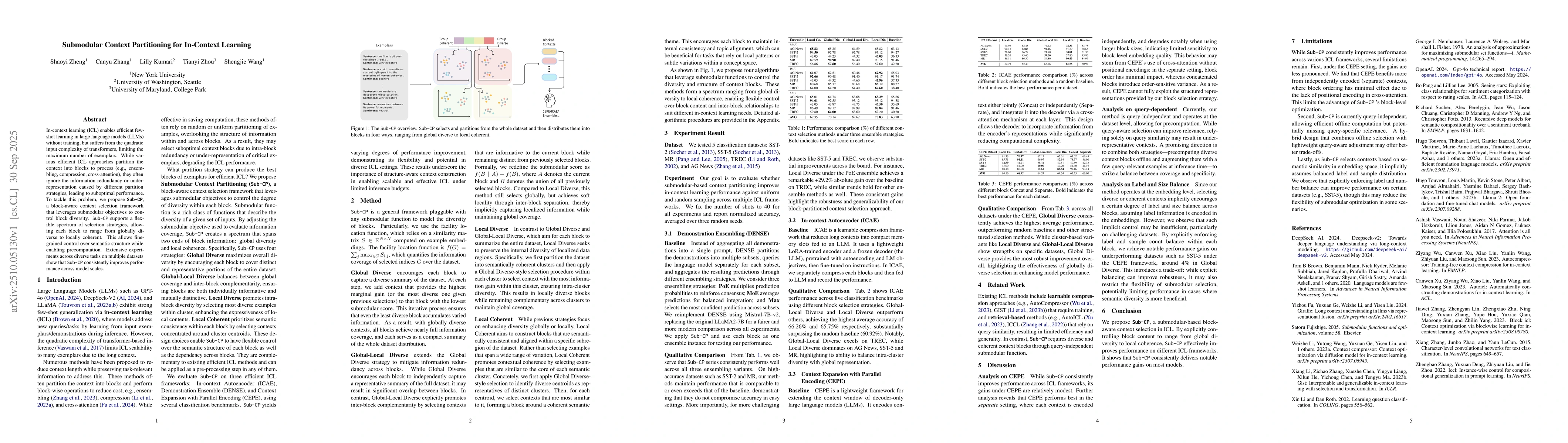 Thumbnail for Submodular Context Partitioning and Compression for In-Context
  Learning-short paper