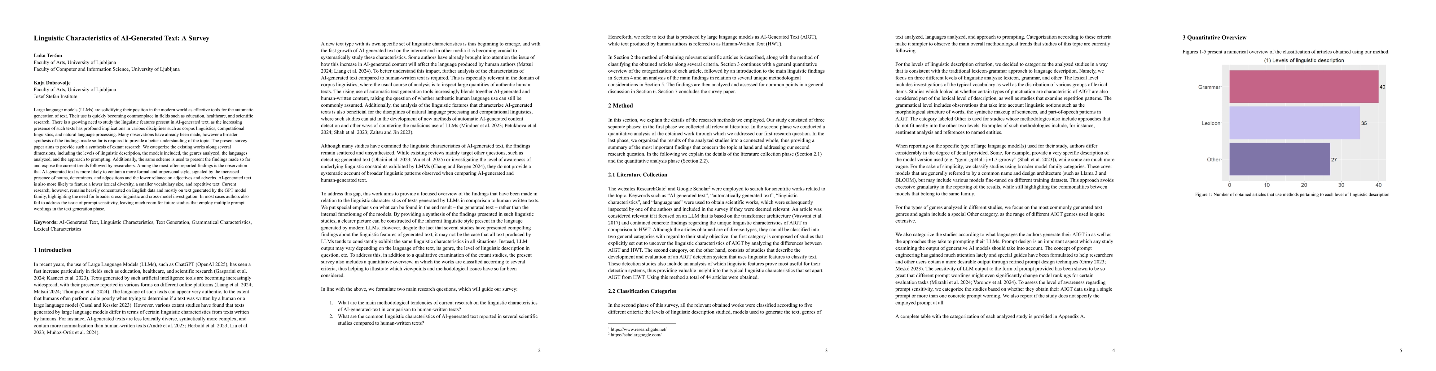 Thumbnail for Linguistic Characteristics of AI-Generated Text: A Survey