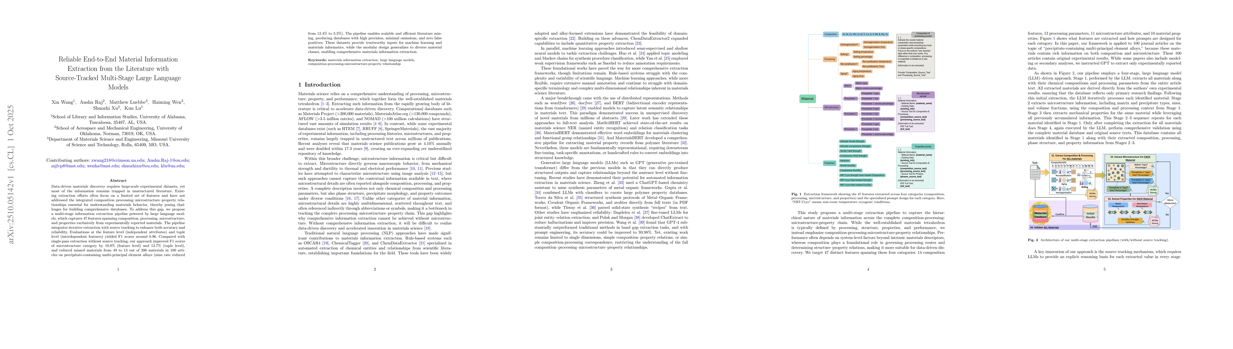 Thumbnail for Reliable End-to-End Material Information Extraction from the Literature
  with Source-Tracked Multi-Stage Large Language Models
