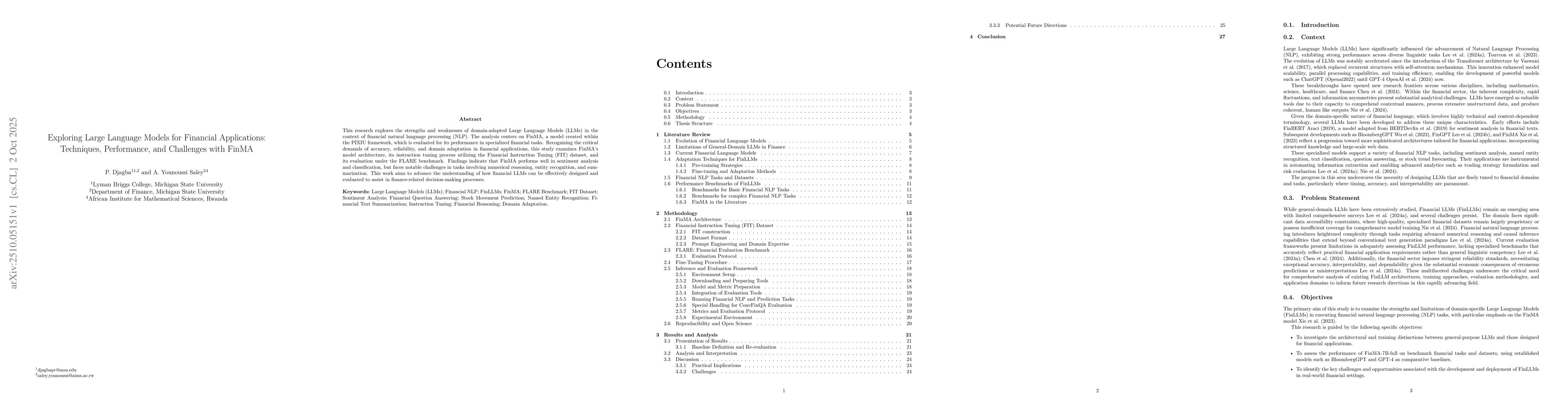Thumbnail for Exploring Large Language Models for Financial Applications: Techniques,
  Performance, and Challenges with FinMA