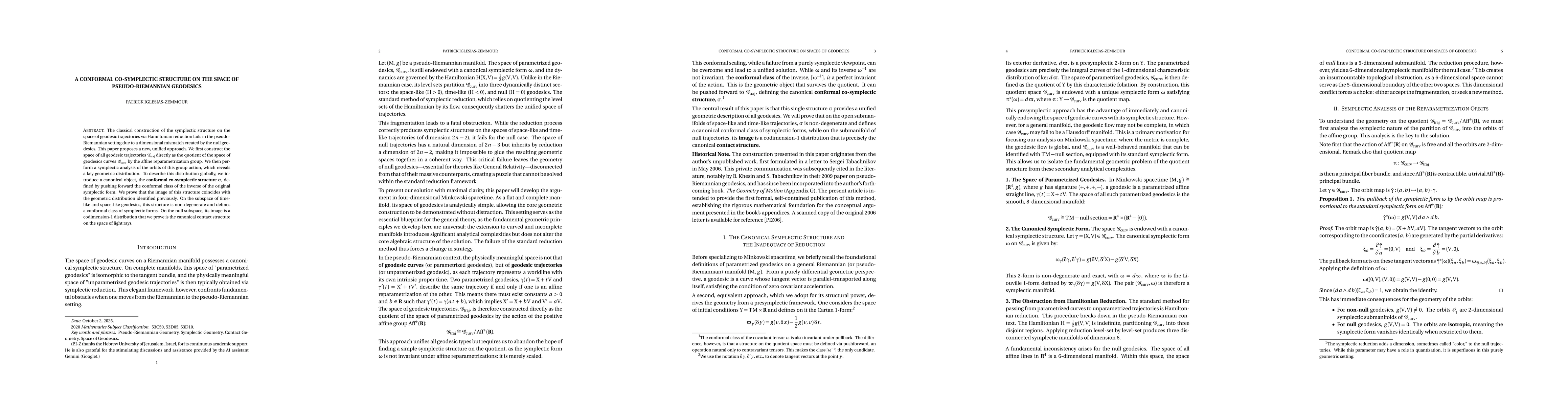 Thumbnail for A Conformal Co-Symplectic Structure on the Space of Pseudo-Riemannian
  Geodesics