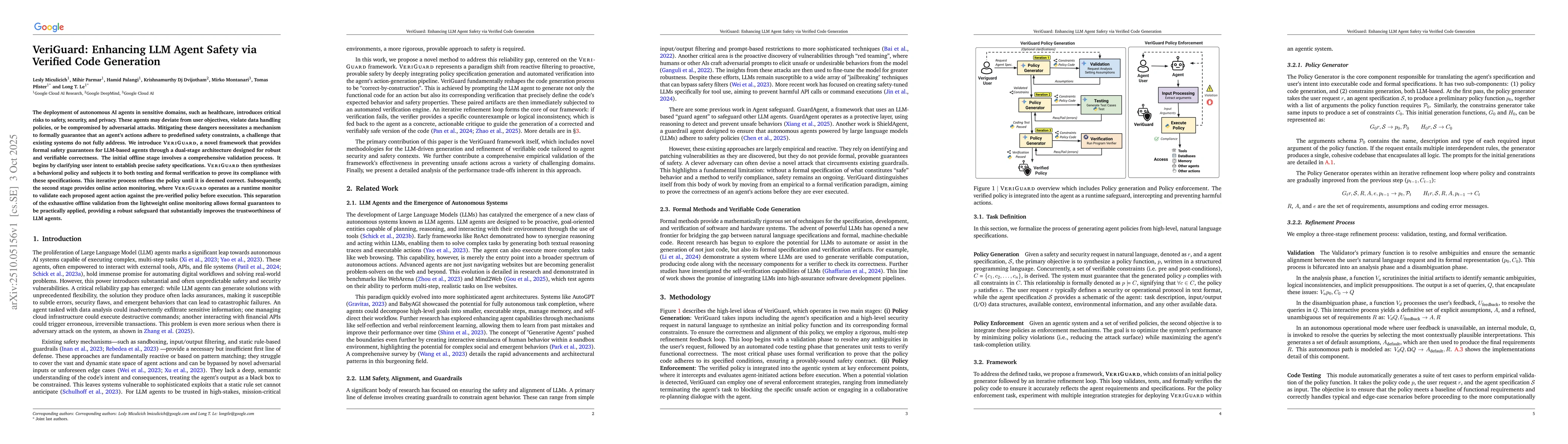 Thumbnail for VeriGuard: Enhancing LLM Agent Safety via Verified Code Generation