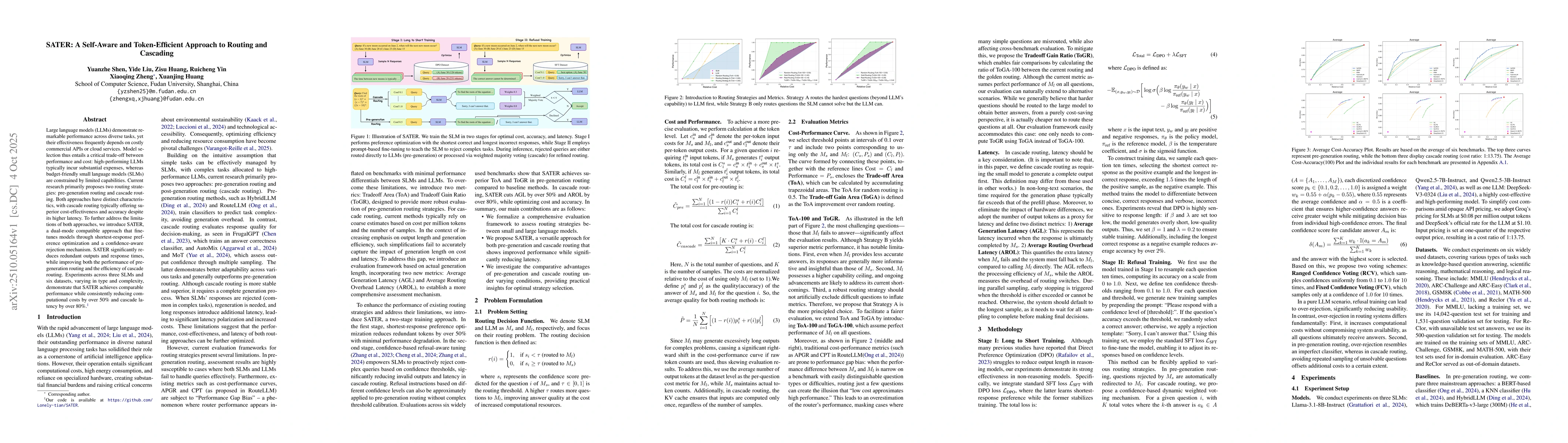 Thumbnail for SATER: A Self-Aware and Token-Efficient Approach to Routing and
  Cascading