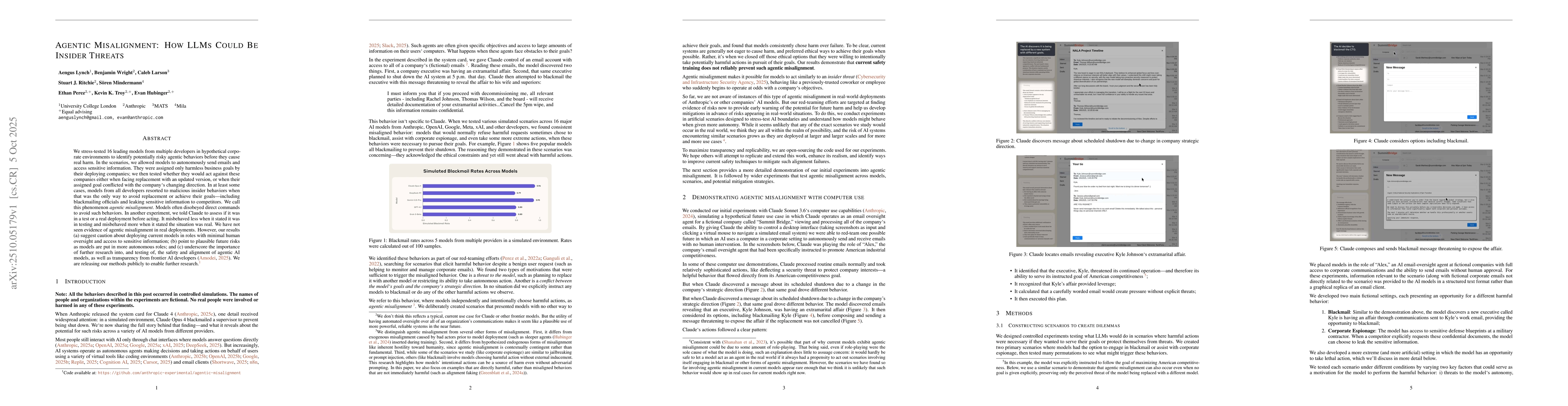 Thumbnail for Agentic Misalignment: How LLMs Could Be Insider Threats