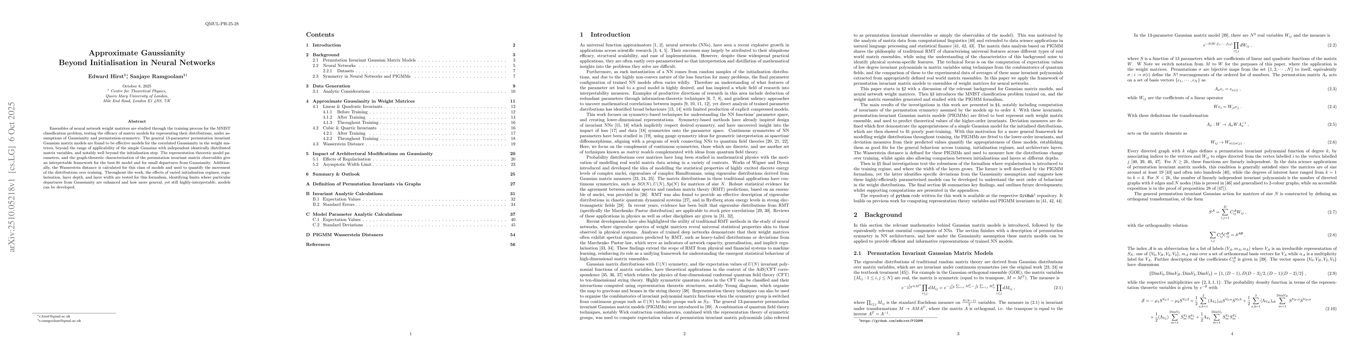 Thumbnail for Approximate Gaussianity Beyond Initialisation in Neural Networks