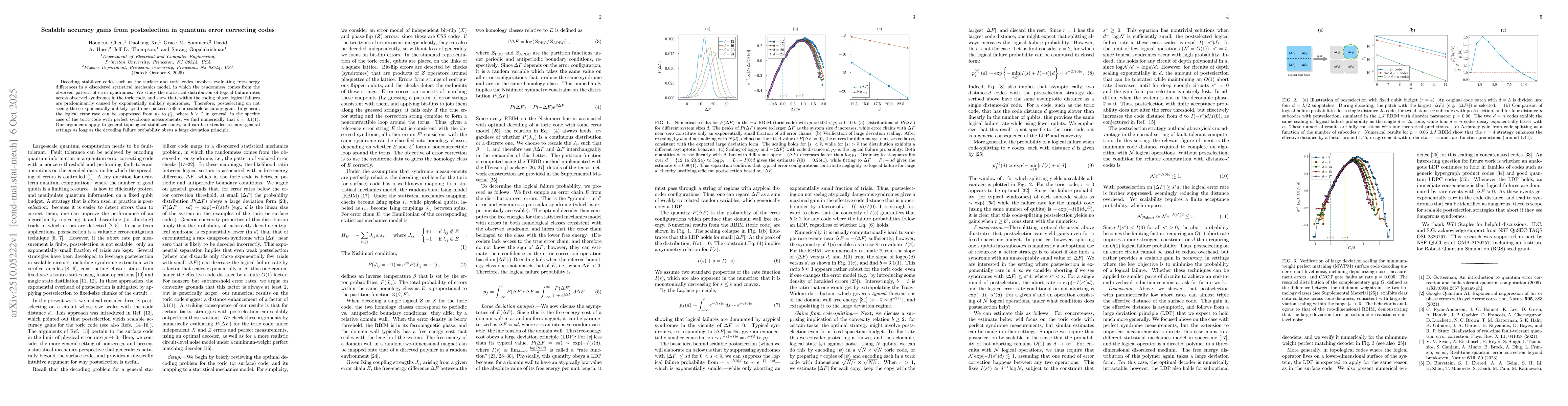 Thumbnail for Scalable accuracy gains from postselection in quantum error correcting
  codes