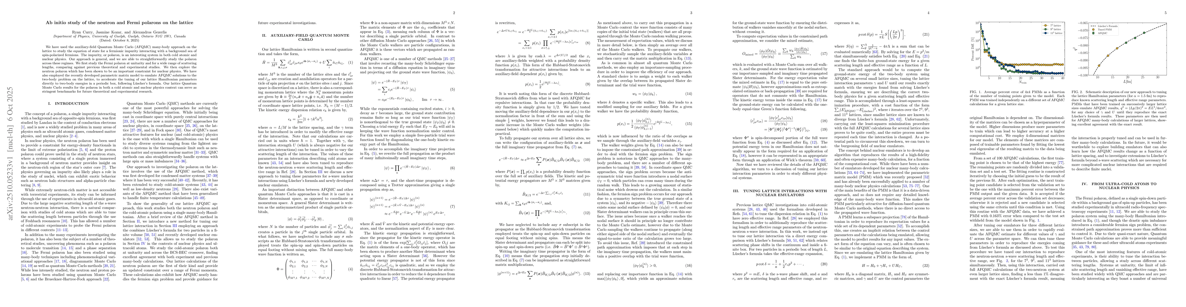 Thumbnail for Ab initio study of the neutron and Fermi polarons on the lattice