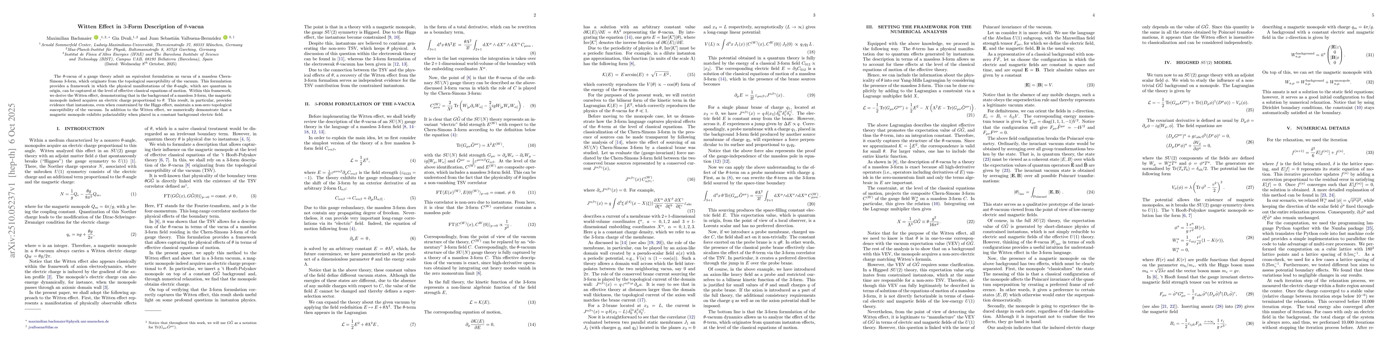 Thumbnail for Witten Effect in $3$-Form Description of $θ$-vacua