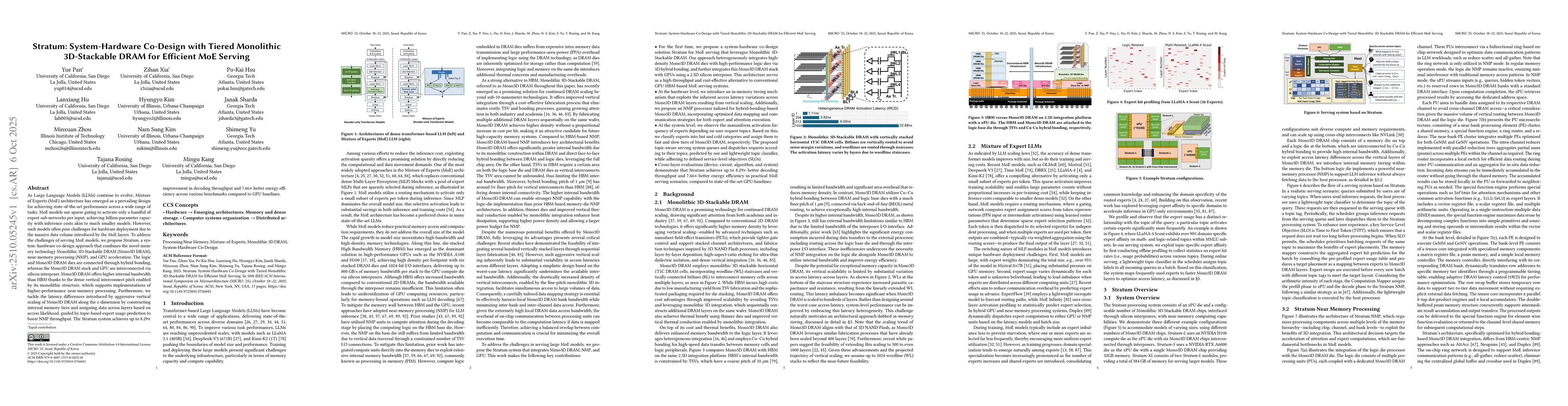 Thumbnail for Stratum: System-Hardware Co-Design with Tiered Monolithic 3D-Stackable
  DRAM for Efficient MoE Serving