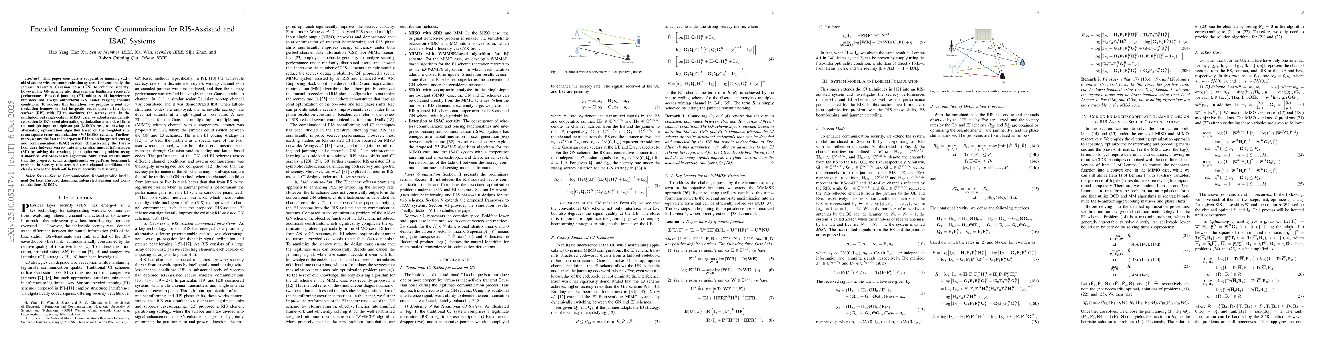 Thumbnail for Encoded Jamming Secure Communication for RIS-Assisted and ISAC Systems