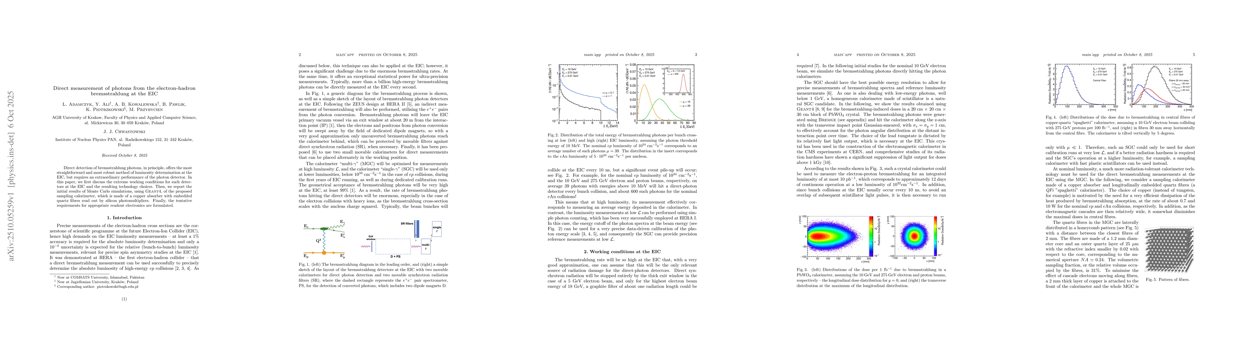 Thumbnail for Direct measurement of photons from the electron-hadron bremsstrahlung at
  the EIC