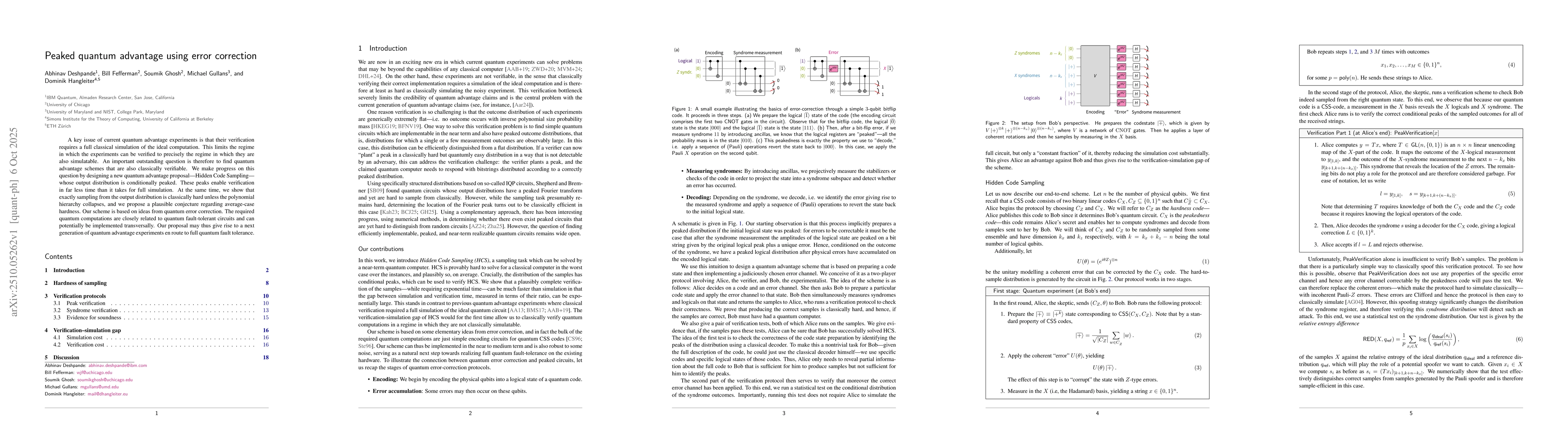 Thumbnail for Peaked quantum advantage using error correction