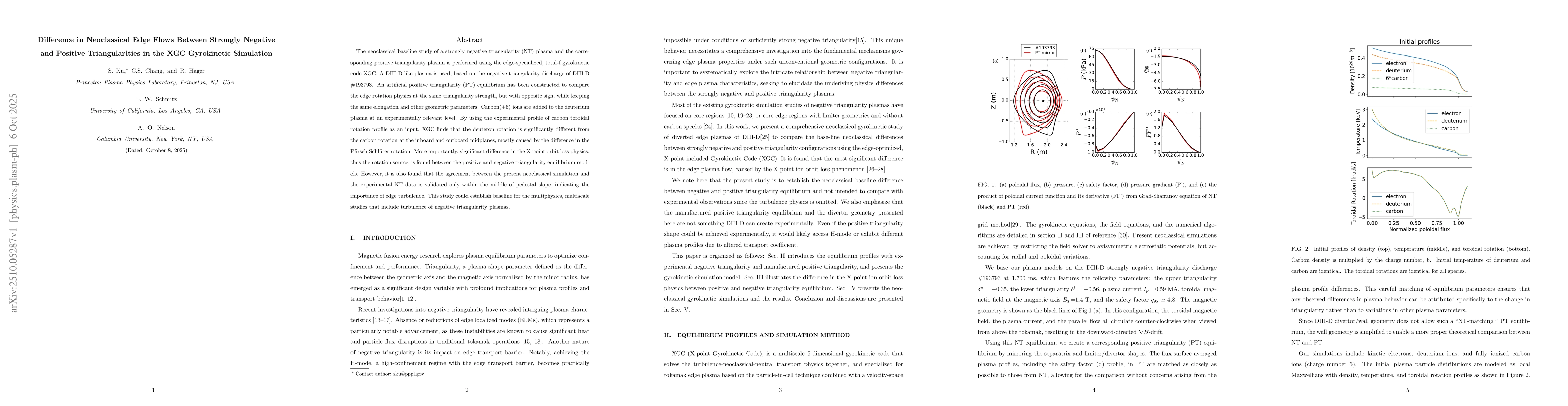 Thumbnail for Difference in Neoclassical Edge Flows Between Strongly Negative and
  Positive Triangularities in the XGC Gyrokinetic Simulation