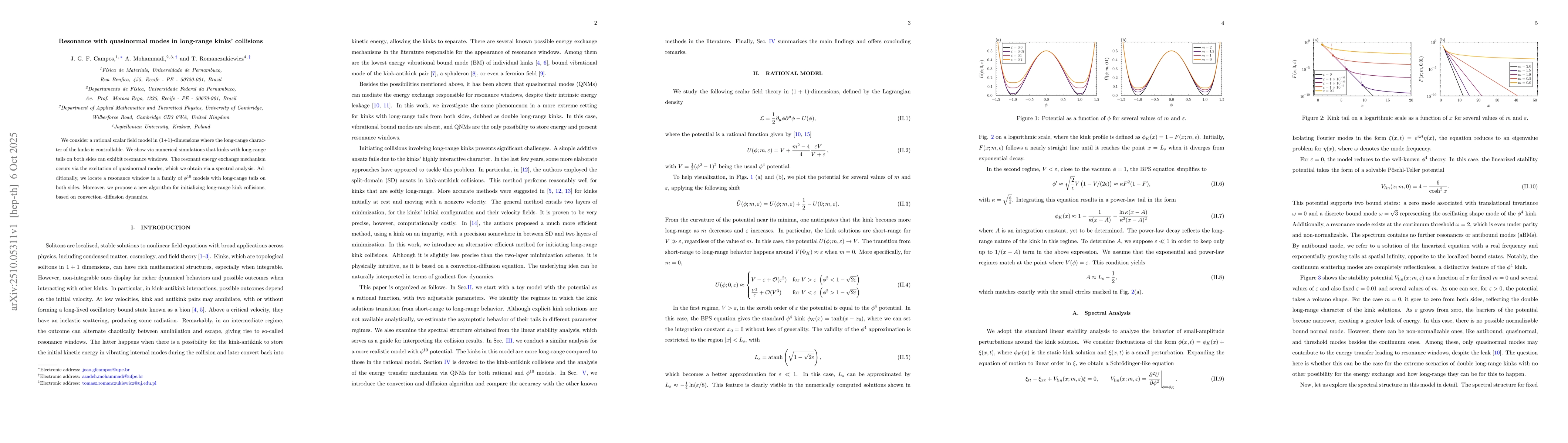 Thumbnail for Resonance with quasinormal modes in long-range kinks' collisions