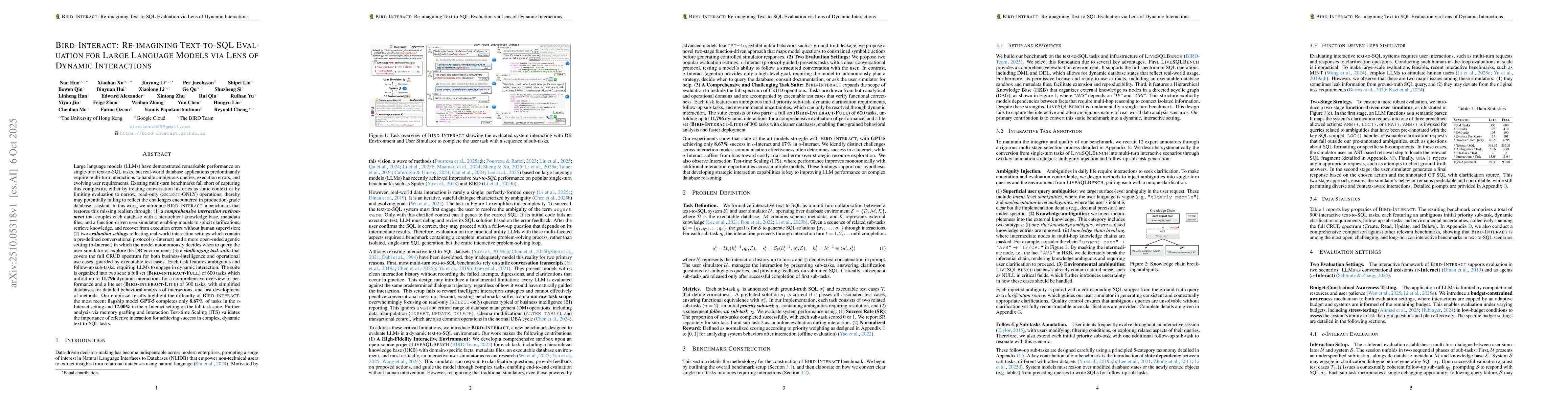 Thumbnail for BIRD-INTERACT: Re-imagining Text-to-SQL Evaluation for Large Language
  Models via Lens of Dynamic Interactions