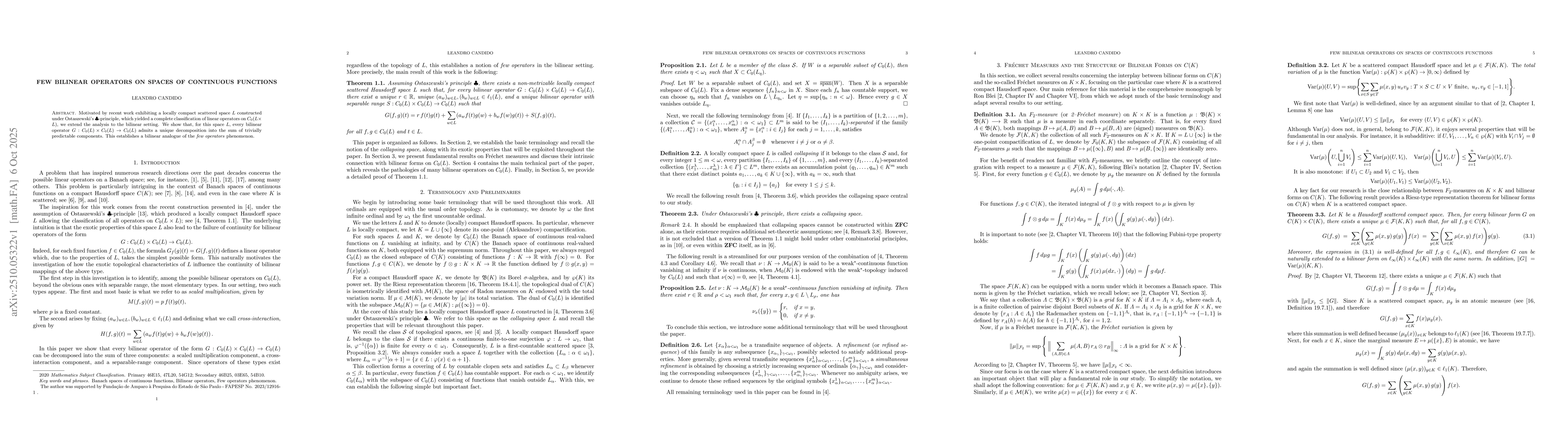 Thumbnail for Few Bilinear Operators on Spaces of Continuous Functions