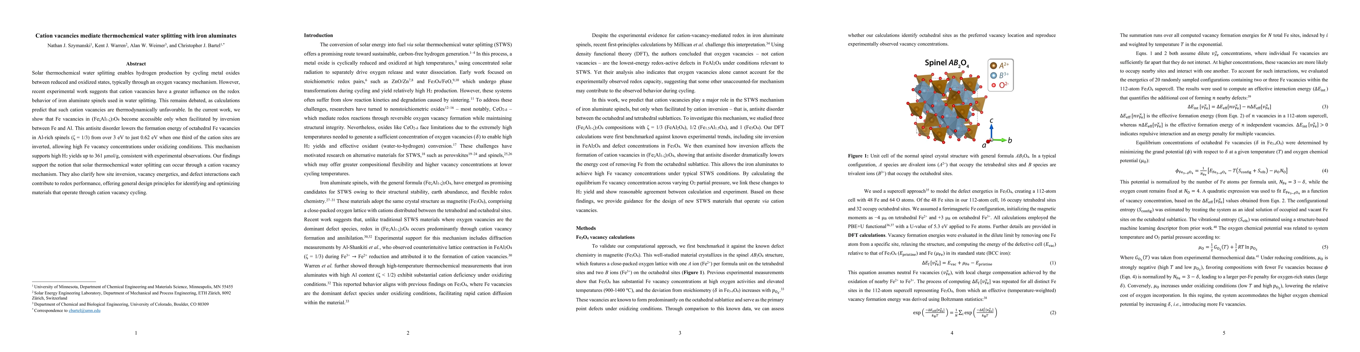 Thumbnail for Cation vacancies mediate thermochemical water splitting with iron
  aluminates