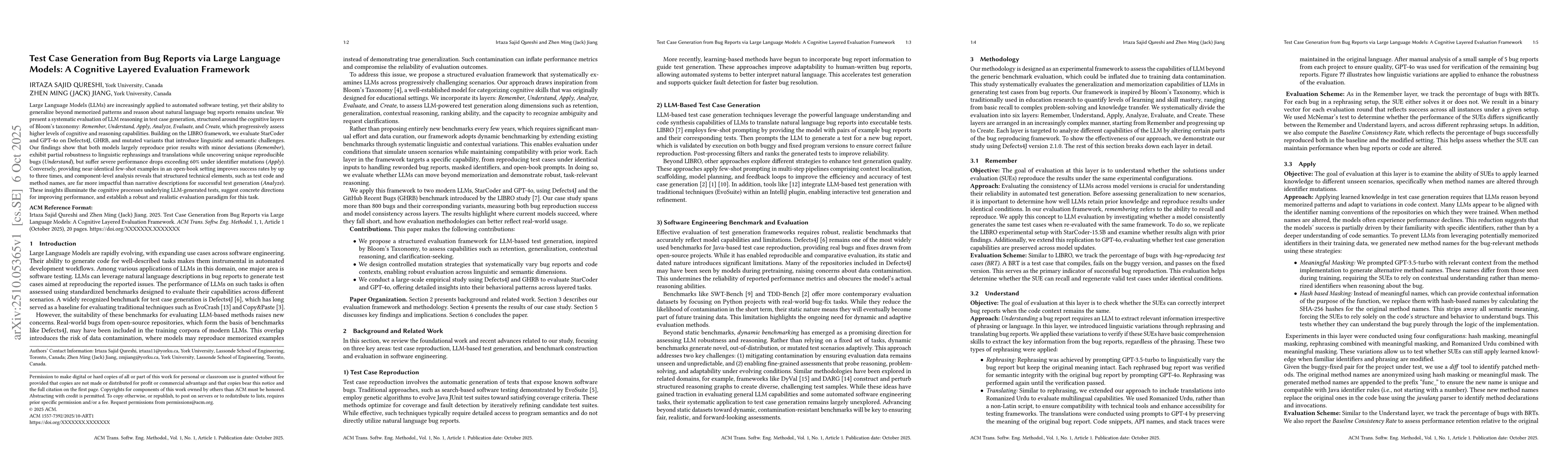 Thumbnail for Test Case Generation from Bug Reports via Large Language Models: A
  Cognitive Layered Evaluation Framework