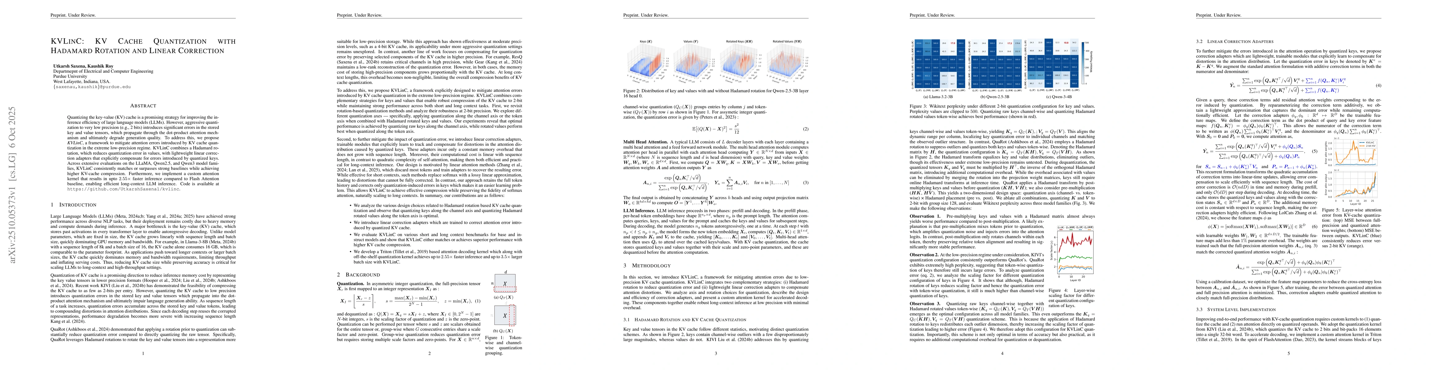 Thumbnail for KVLinC : KV Cache Quantization with Hadamard Rotation and Linear
  Correction