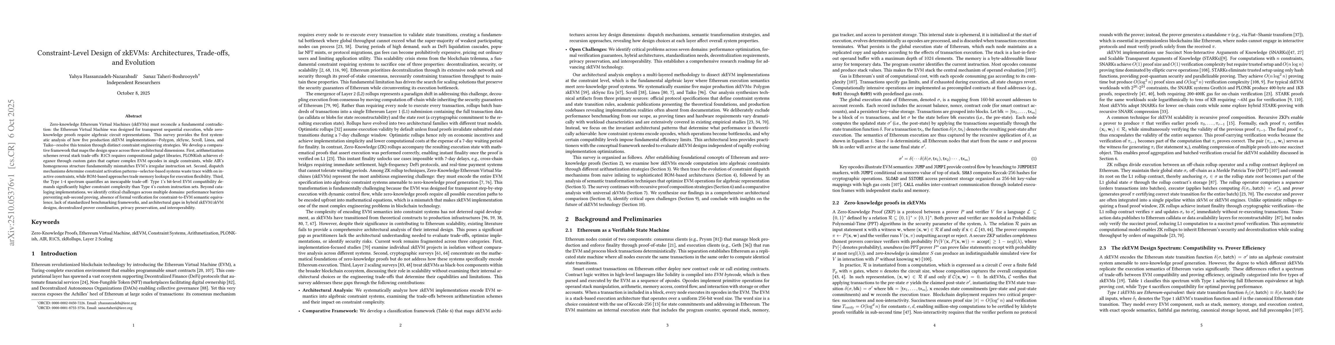 Thumbnail for Constraint-Level Design of zkEVMs: Architectures, Trade-offs, and
  Evolution