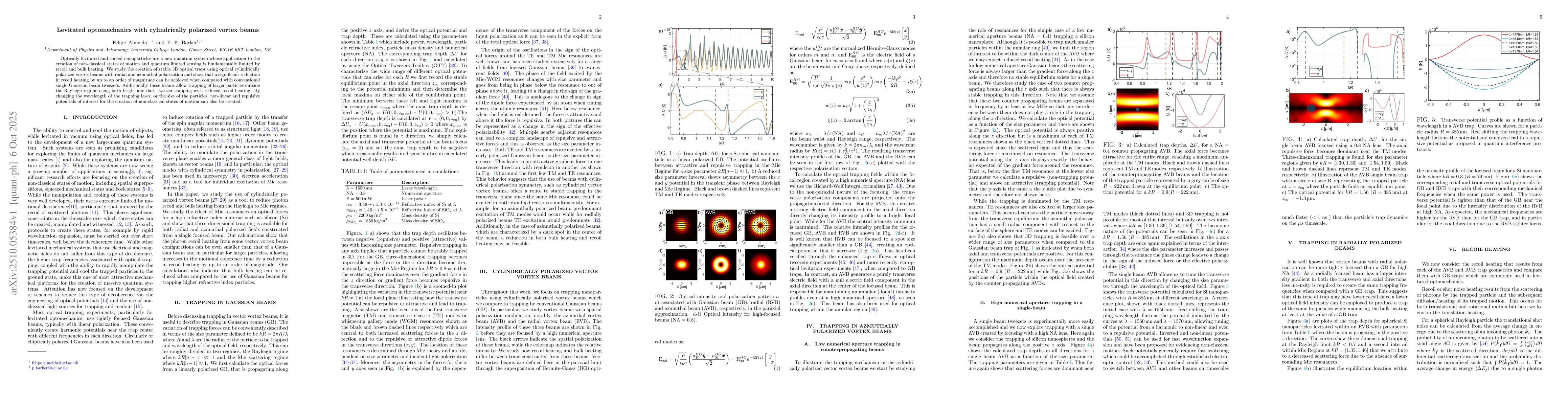 Thumbnail for Levitated optomechanics with cylindrically polarized vortex beams