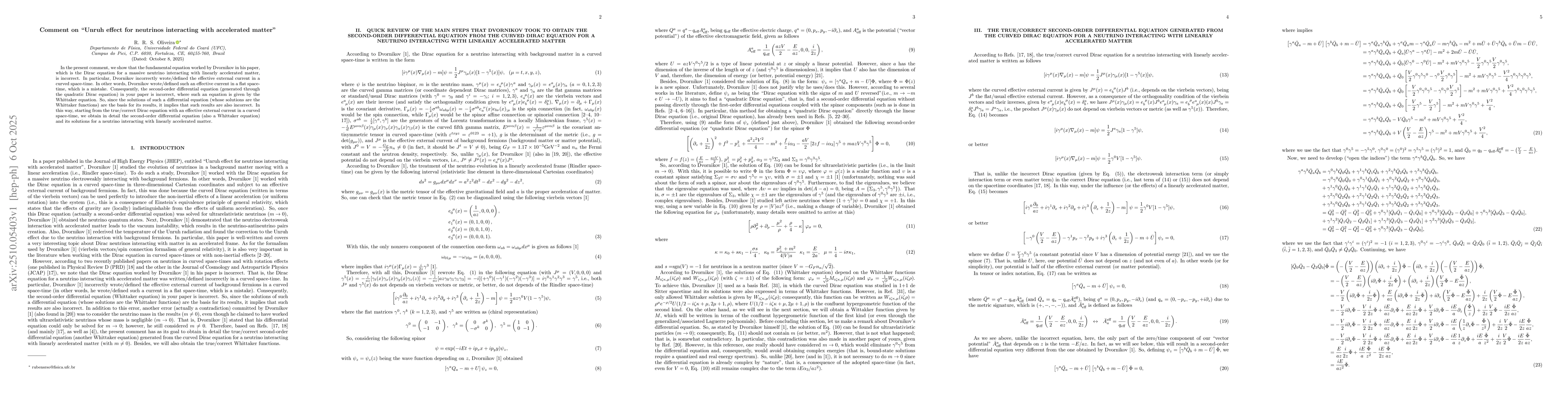 Thumbnail for Comment on "Unruh effect for neutrinos interacting with accelerated
  matter"