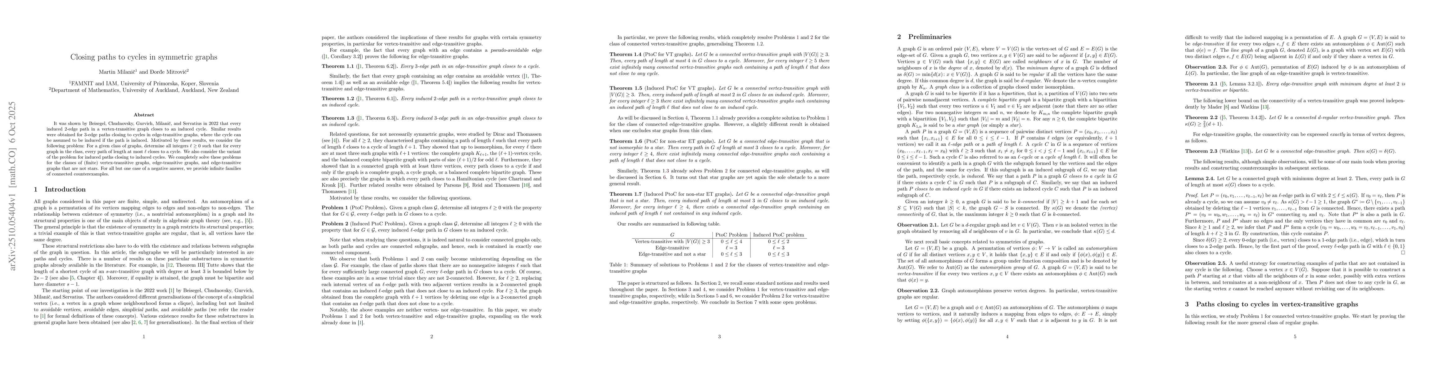 Thumbnail for Closing paths to cycles in symmetric graphs