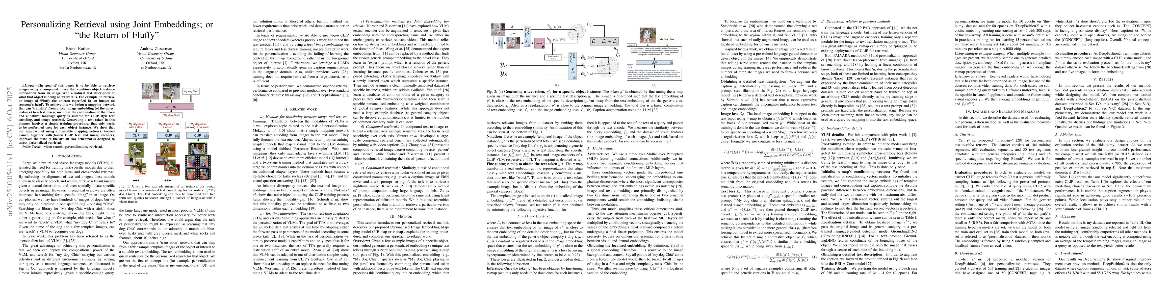 Thumbnail for Personalizing Retrieval using Joint Embeddings or "the Return of Fluffy"
