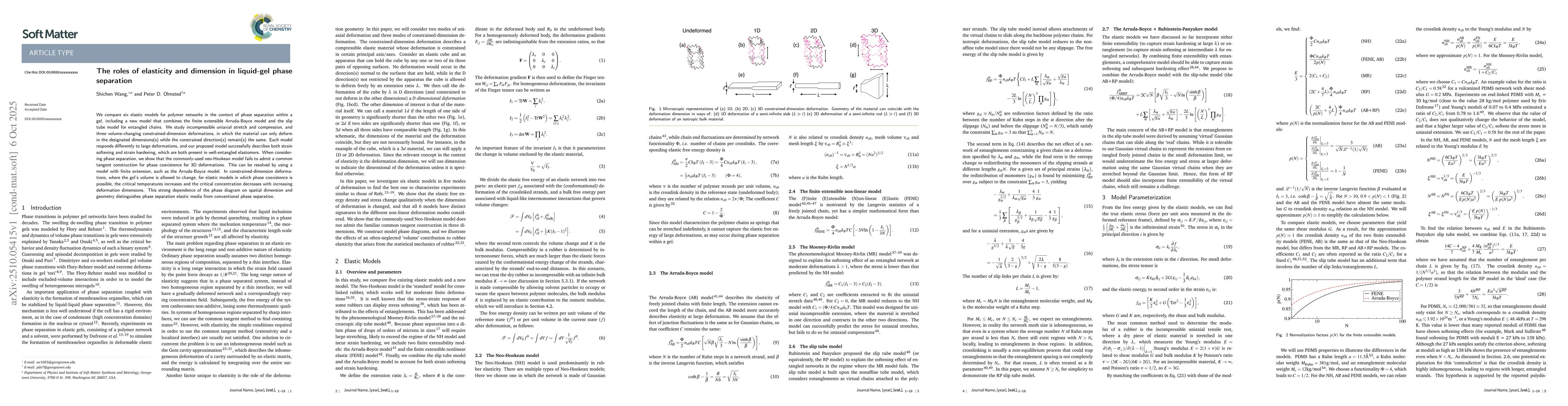 Thumbnail for The roles of elasticity and dimension in liquid-gel phase separation