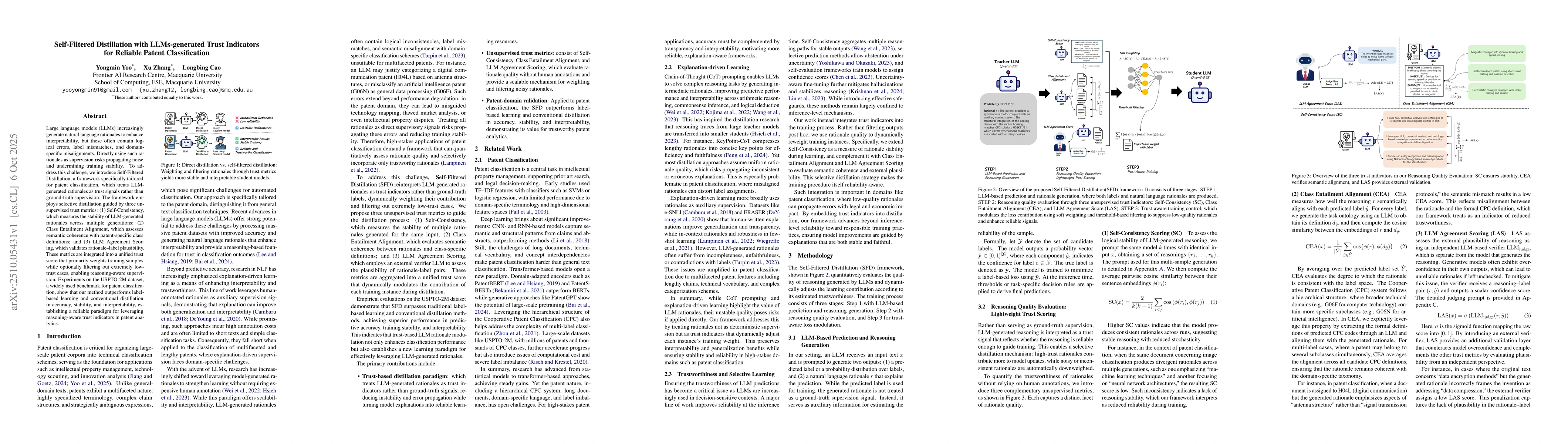 Thumbnail for Self-Filtered Distillation with LLMs-generated Trust Indicators for
  Reliable Patent Classification