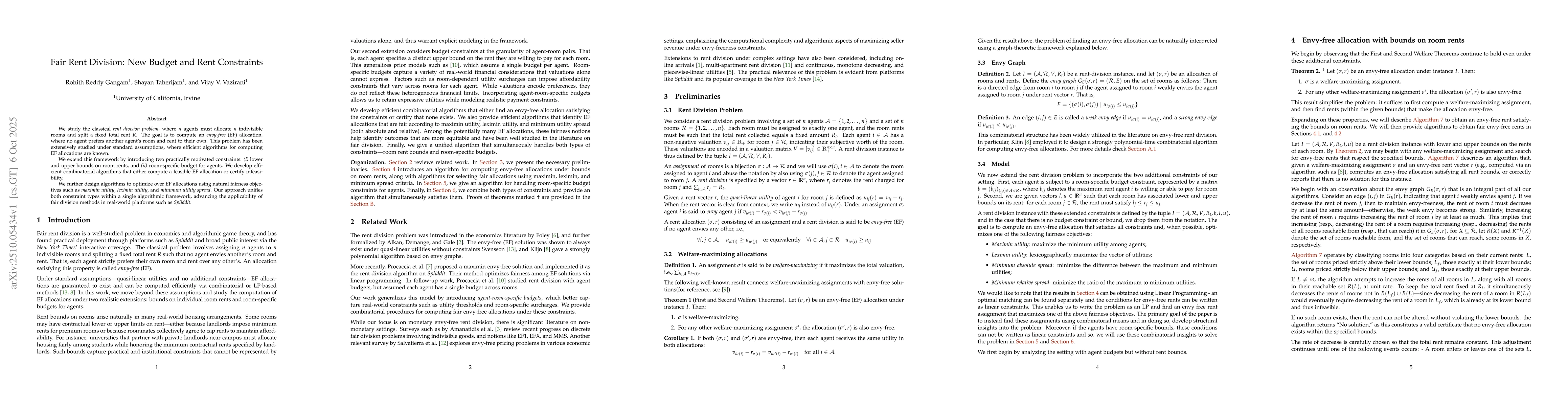 Thumbnail for Fair Rent Division: New Budget and Rent Constraints