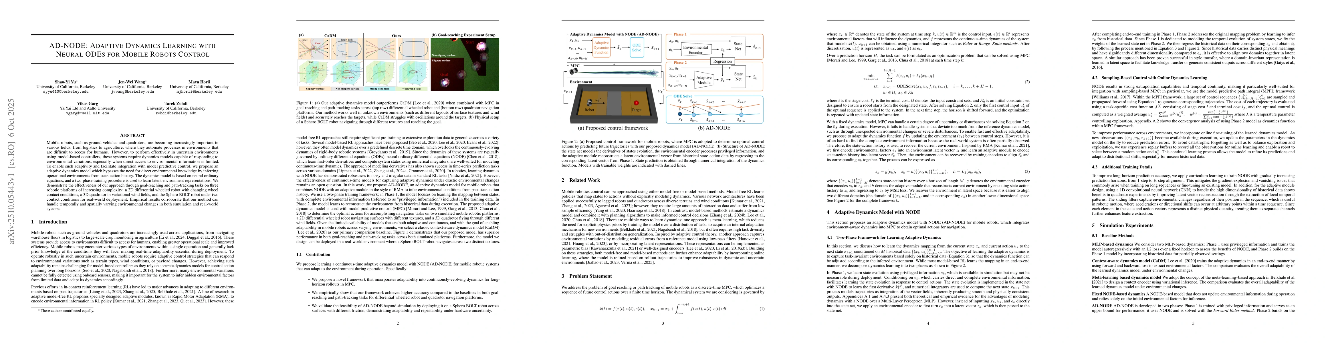 Thumbnail for AD-NODE: Adaptive Dynamics Learning with Neural ODEs for Mobile Robots
  Control