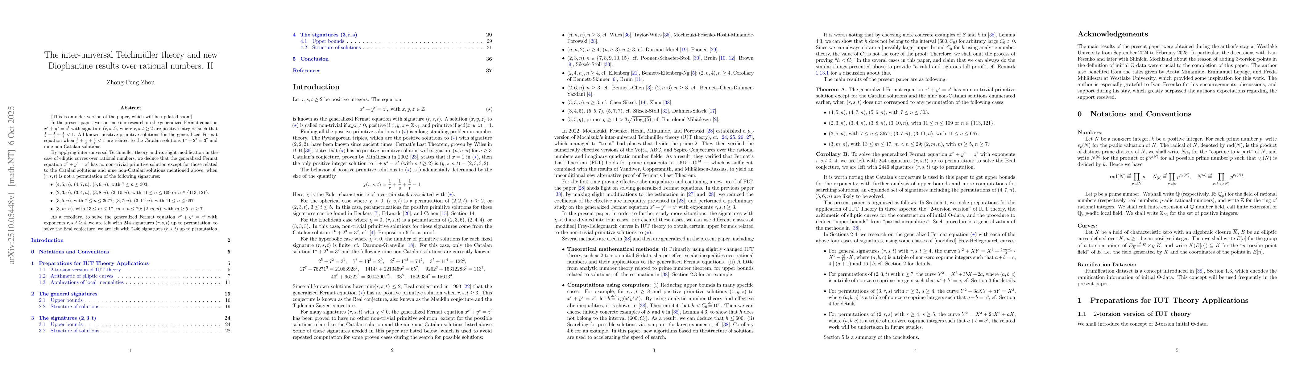 Thumbnail for The inter-universal TeichmĂźller theory and new Diophantine results
  over rational numbers. II