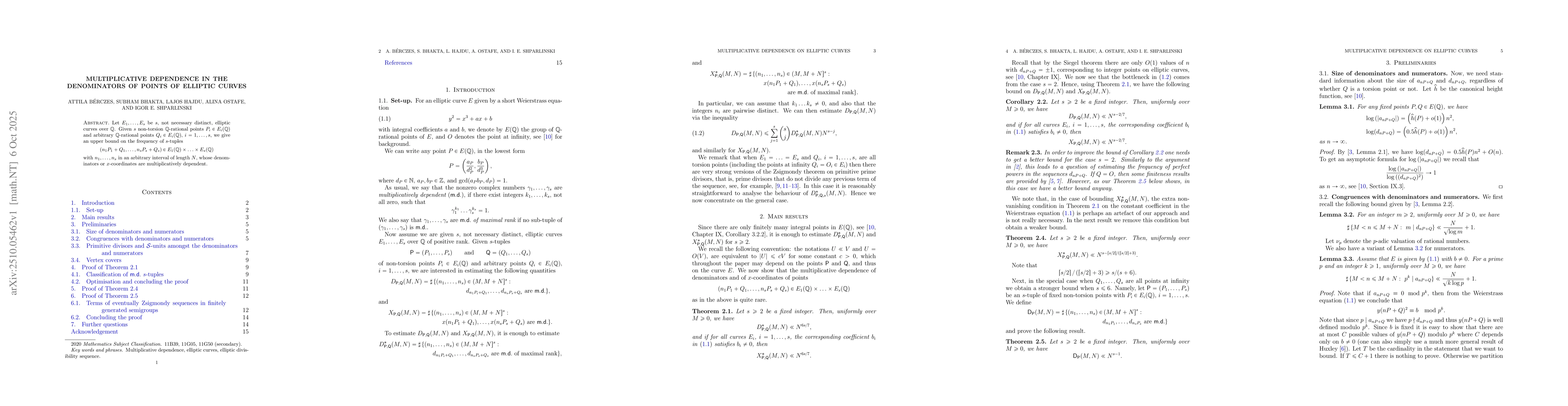 Thumbnail for Multiplicative dependence in the denominators of points of elliptic
  curves