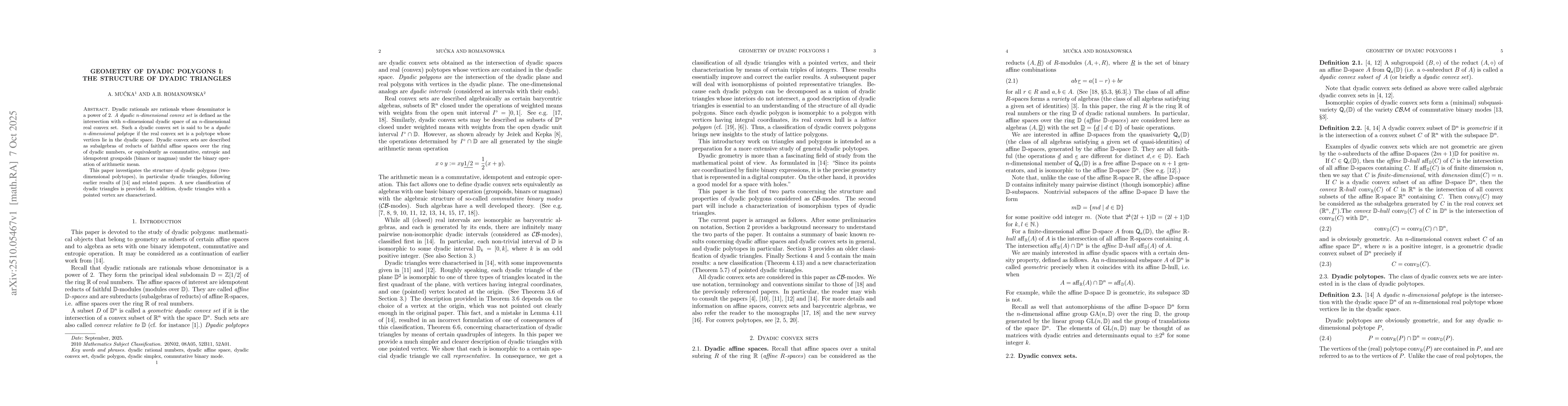 Thumbnail for Geometry of dyadic polygons I: the structure of dyadic triangles