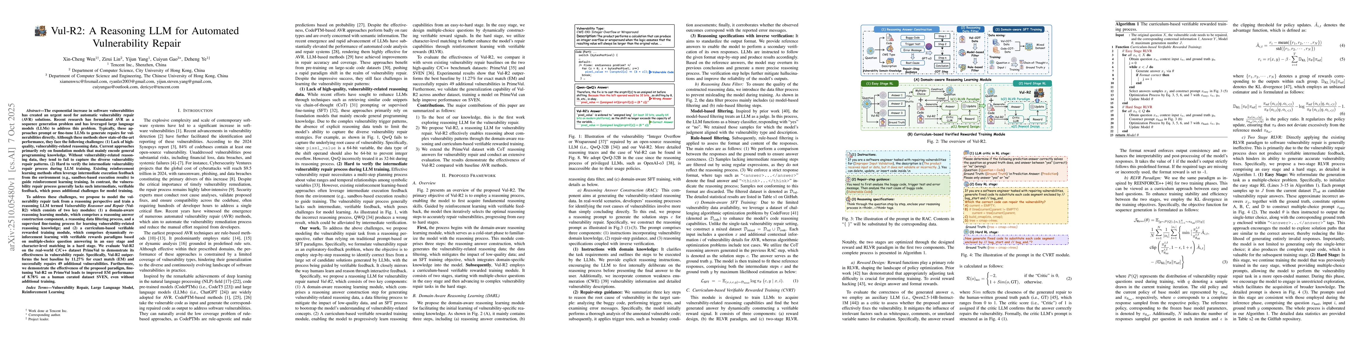 Thumbnail for Vul-R2: A Reasoning LLM for Automated Vulnerability Repair