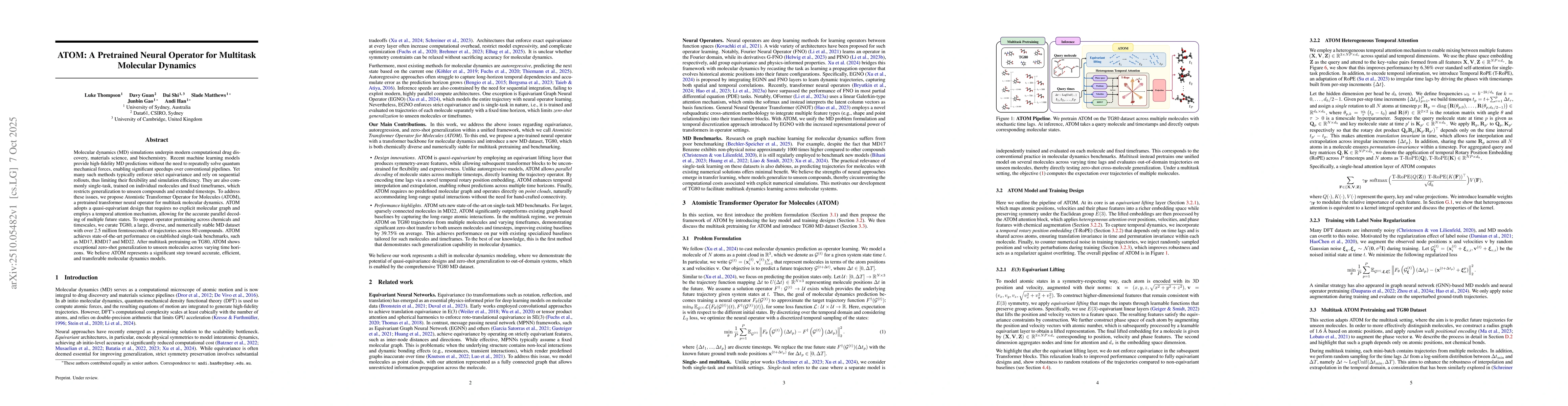 Thumbnail for ATOM: A Pretrained Neural Operator for Multitask Molecular Dynamics