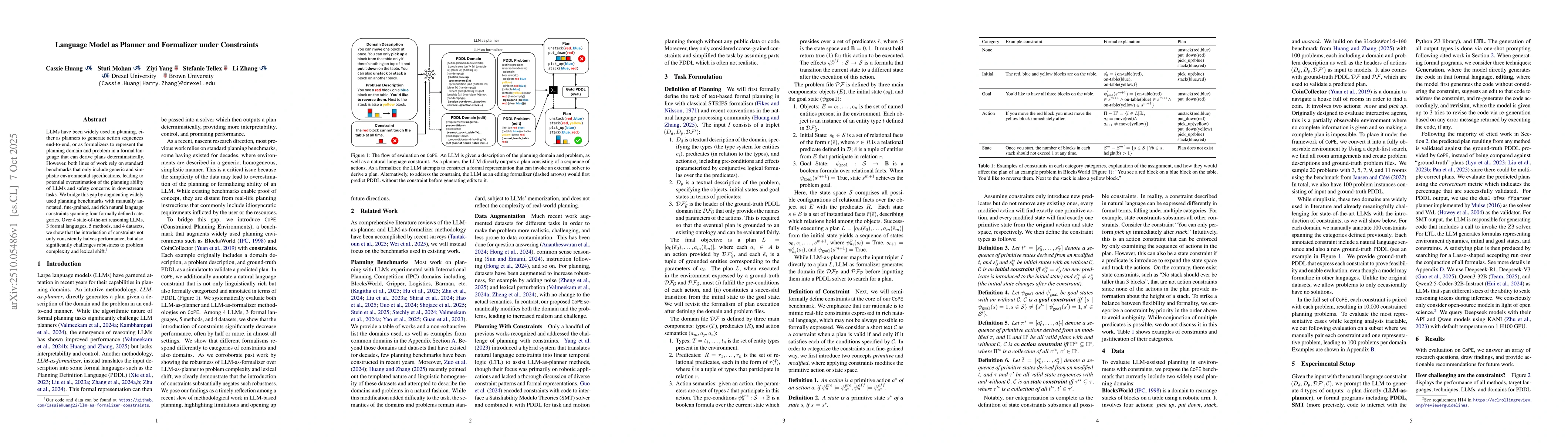 Thumbnail for Language Model as Planner and Formalizer under Constraints