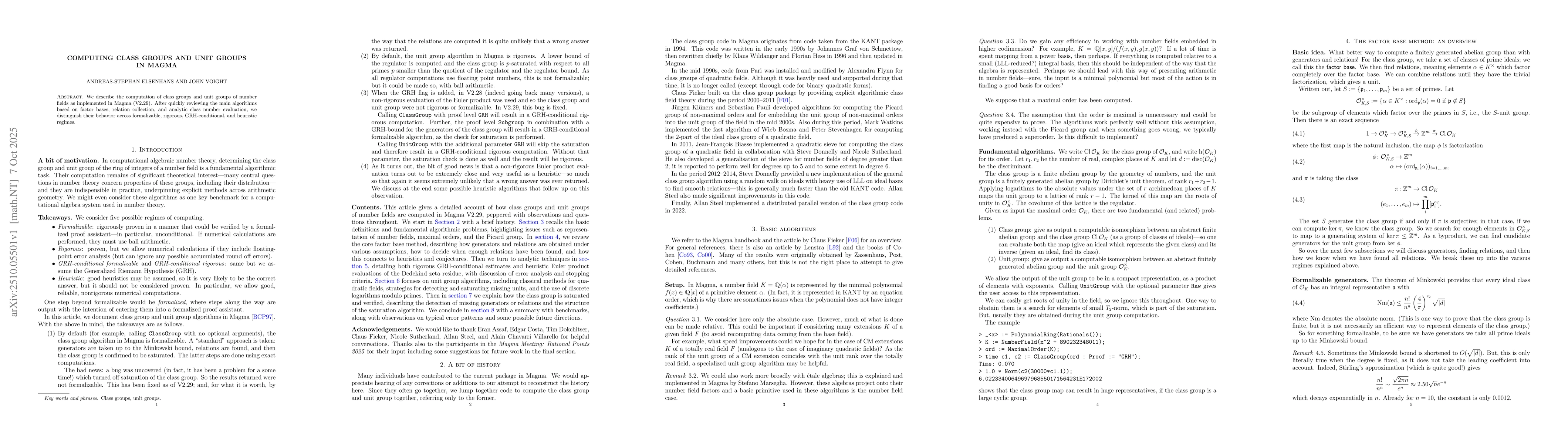 Thumbnail for Computing class groups and unit groups in Magma