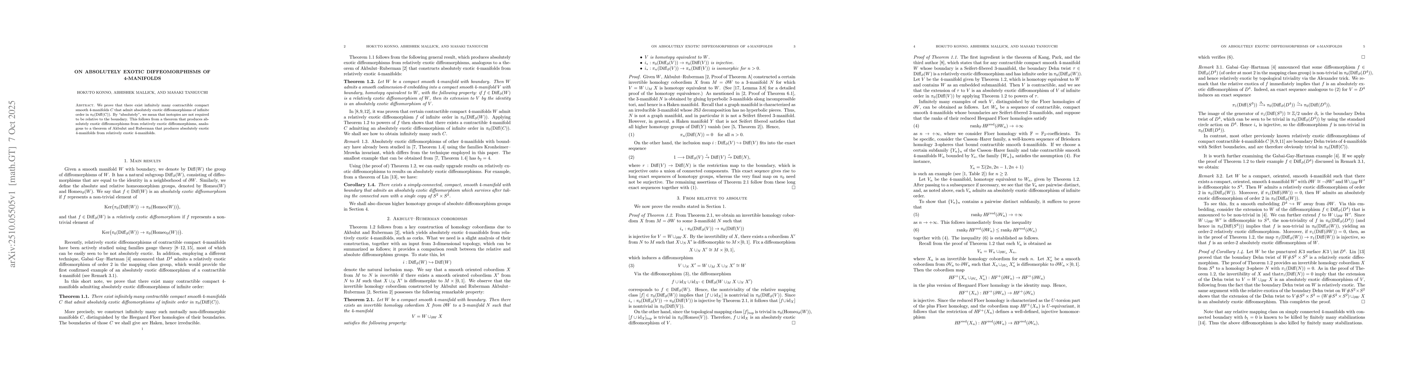 Thumbnail for On absolutely exotic diffeomorphisms of 4-manifolds