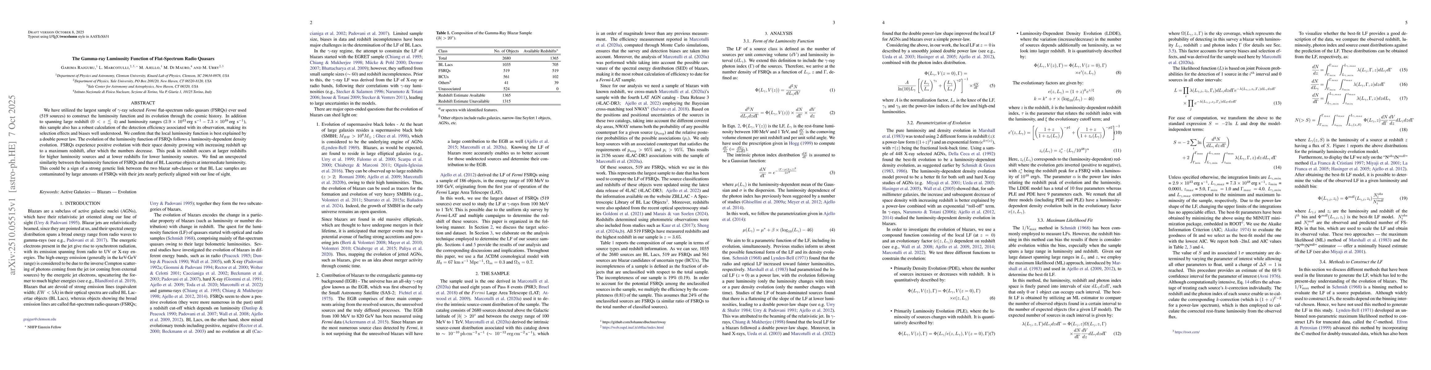 Thumbnail for The Gamma-ray Luminosity Function of Flat-Spectrum Radio Quasars