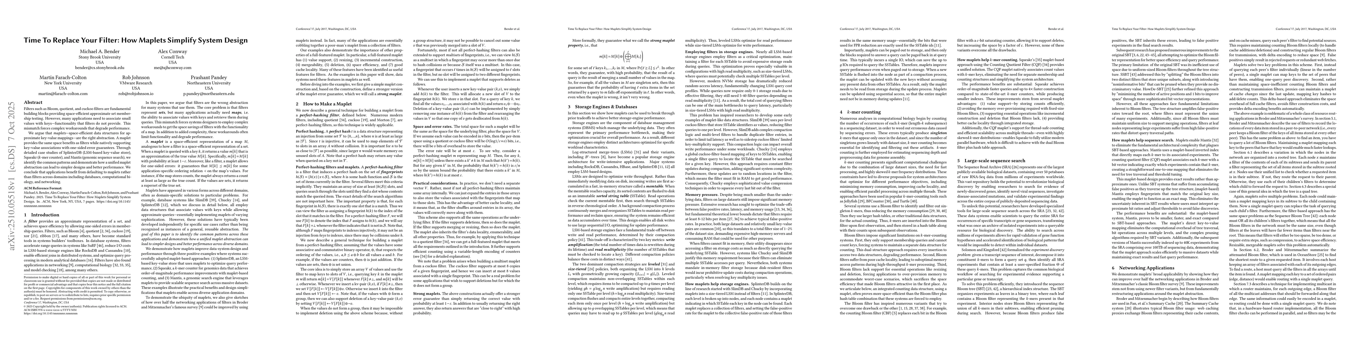 Thumbnail for Time To Replace Your Filter: How Maplets Simplify System Design