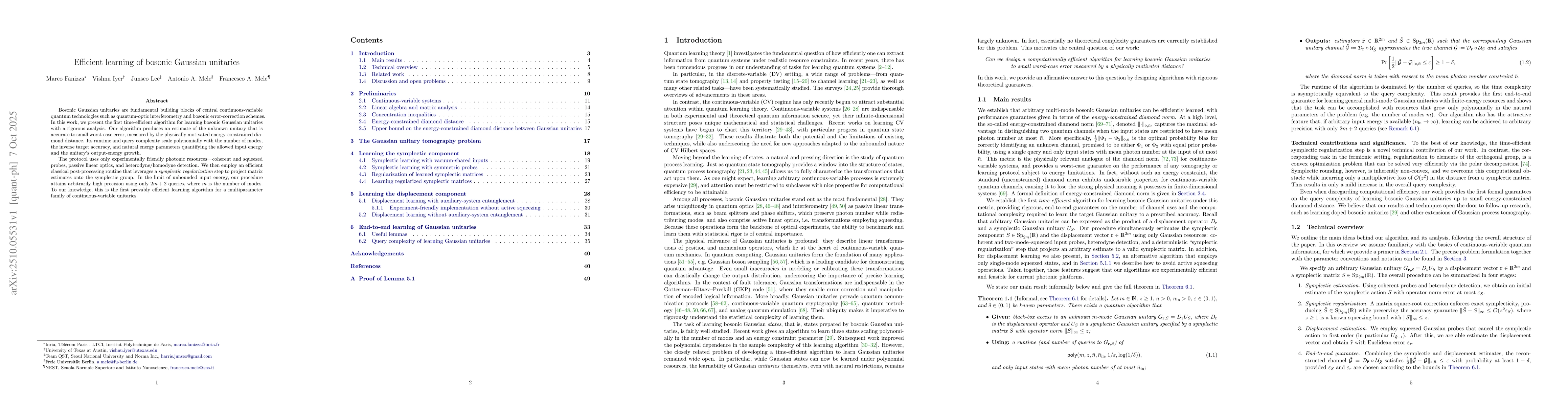 Thumbnail for Efficient learning of bosonic Gaussian unitaries
