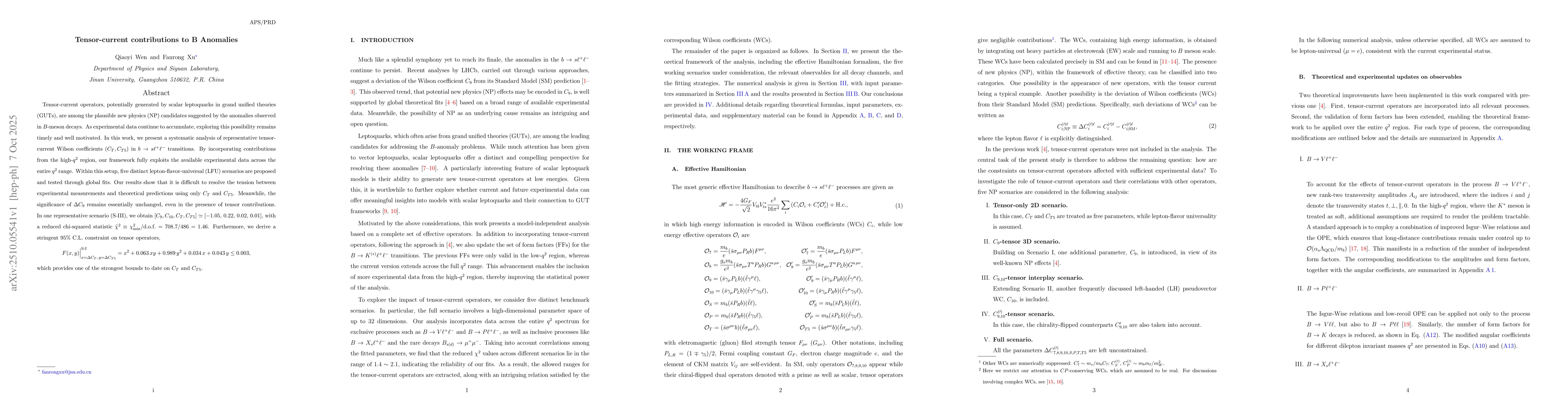 Thumbnail for Tensor-current contributions to B Anomalies