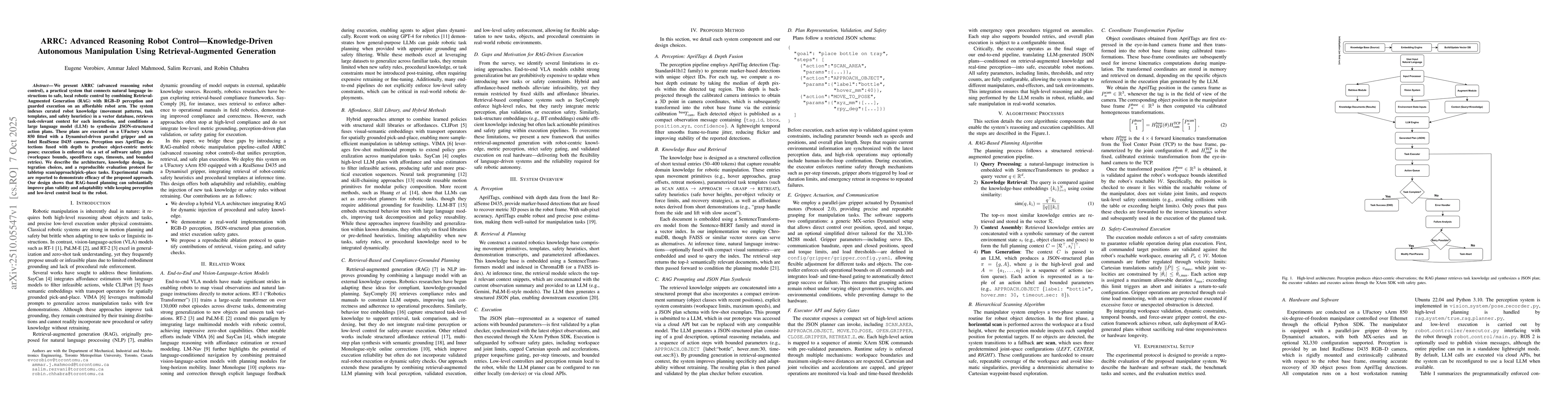 Thumbnail for ARRC: Advanced Reasoning Robot Control - Knowledge-Driven Autonomous
  Manipulation Using Retrieval-Augmented Generation