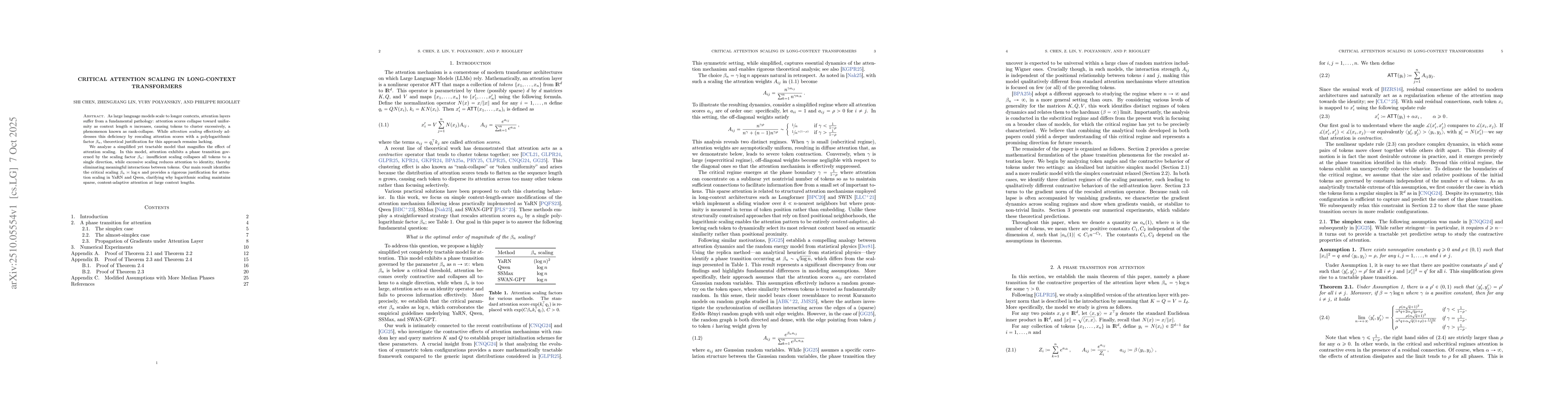 Thumbnail for Critical attention scaling in long-context transformers