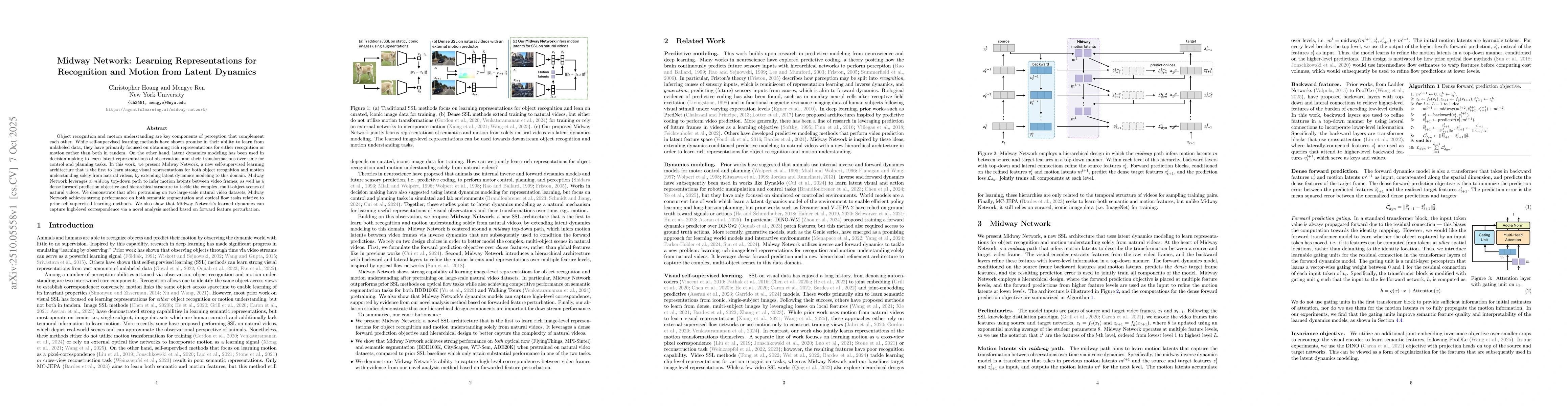 Thumbnail for Midway Network: Learning Representations for Recognition and Motion from
  Latent Dynamics