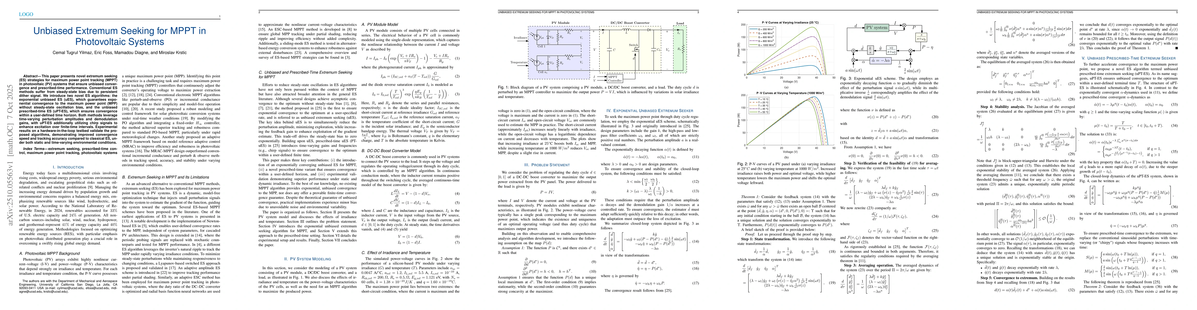 Thumbnail for Unbiased Extremum Seeking for MPPT in Photovoltaic Systems